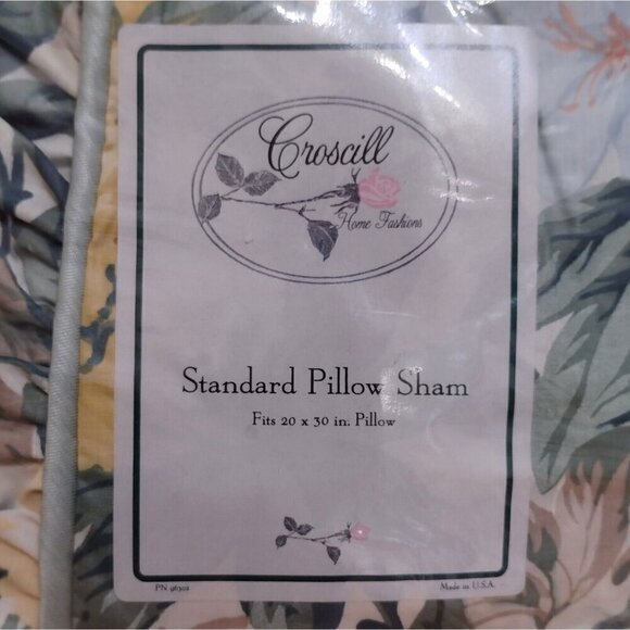 NOS Vintage Croscill Biltmore Floral Blouson Standard Pillow Sham 20 X 30 - Picture 2 of 5